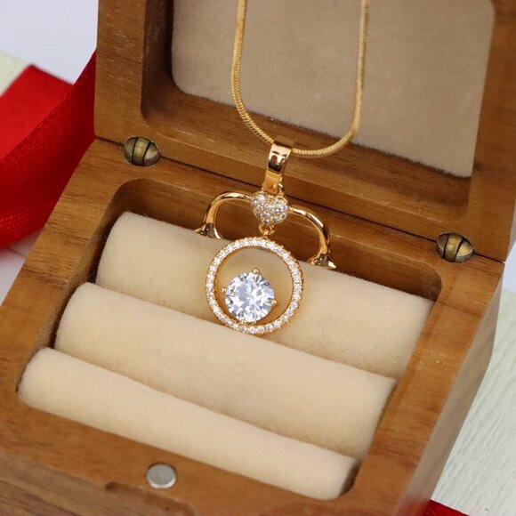 "Rose Gold Aries Zodiac Pendant with Shimmering CZ and Horn Motif, XPPT1545 - Picture 9 of 13